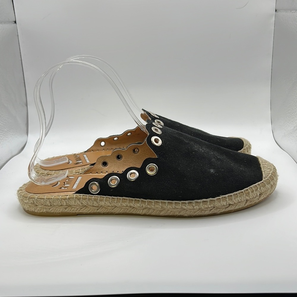Kanna Slip On Shoes Mules Slides Espadrille Black Tan Womens Size 41